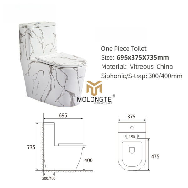 One piece toilet A8105-D - Image 2